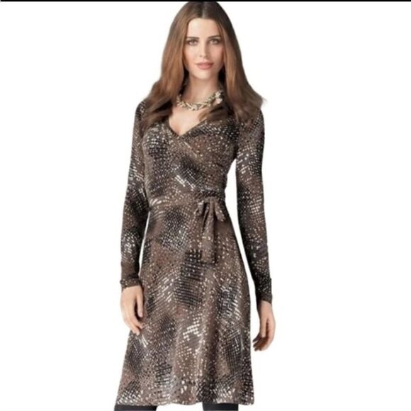 Cabi | Dappled Dots Faux Wrap Long Sleeve Dress medium NWT - Picture 1 of 4